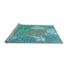 Sideview of Machine Washable Transitional Light Sea Green Rug, wshpat1014lblu