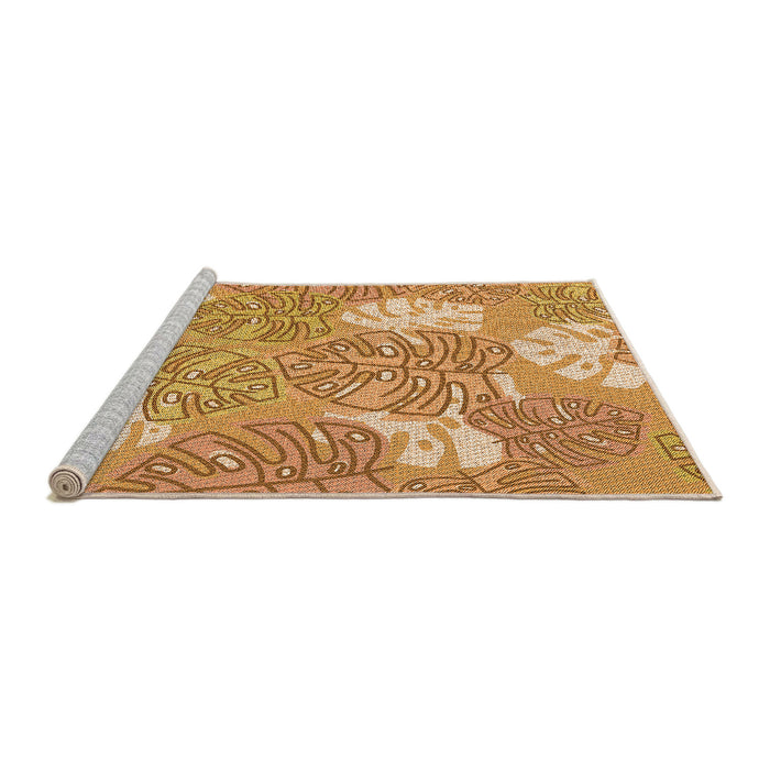 Sideview of Machine Washable Transitional Yellow Orange Rug, wshpat1014org