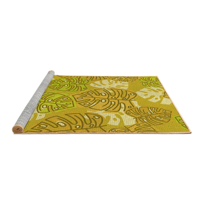 Sideview of Machine Washable Transitional Yellow Rug, wshpat1014yw