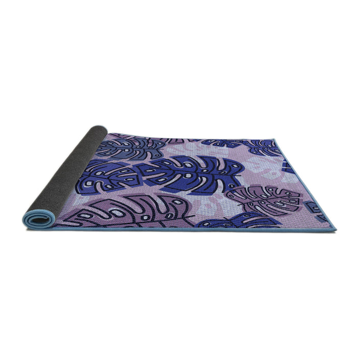 Thickness of Patterned Mauve Purple Rug, pat1015blu