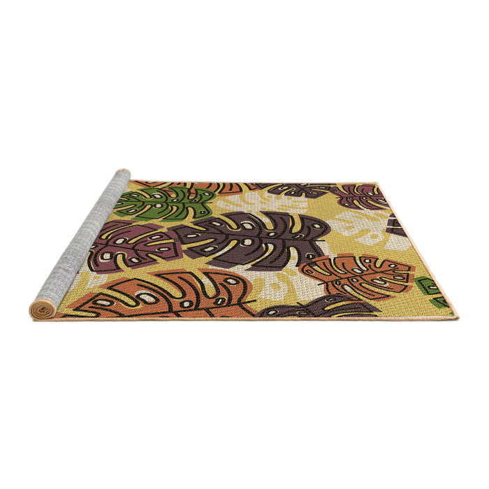 Sideview of Machine Washable Transitional Red Brown Rug, wshpat1015brn