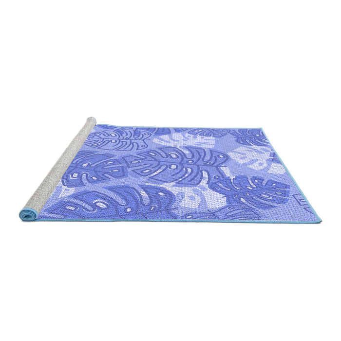 Sideview of Machine Washable Transitional Blue Rug, wshpat1016blu