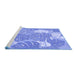 Sideview of Machine Washable Transitional Blue Rug, wshpat1016blu