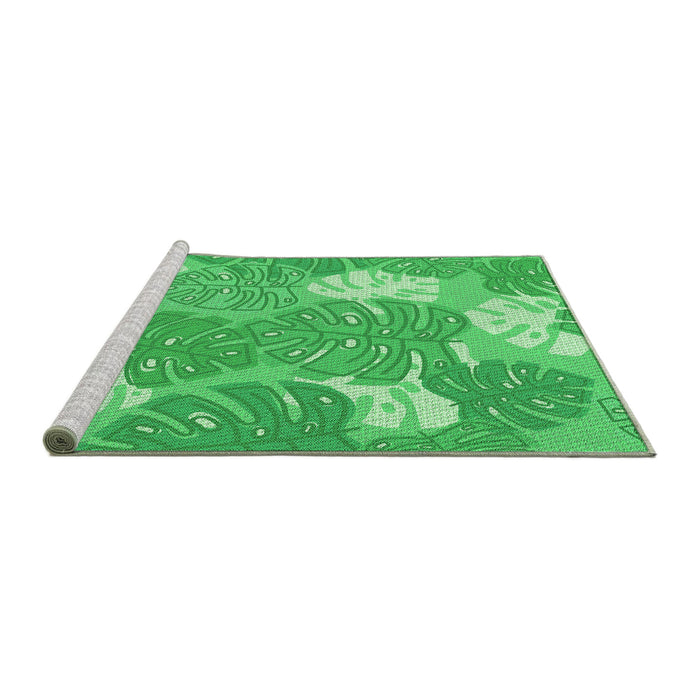 Sideview of Machine Washable Transitional Neon Green Rug, wshpat1016grn