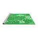 Sideview of Machine Washable Transitional Neon Green Rug, wshpat1016grn