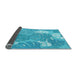 Thickness of Patterned Bright Turquoise Blue Rug, pat1016lblu