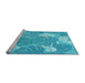 Sideview of Machine Washable Transitional Bright Turquoise Blue Rug, wshpat1016lblu