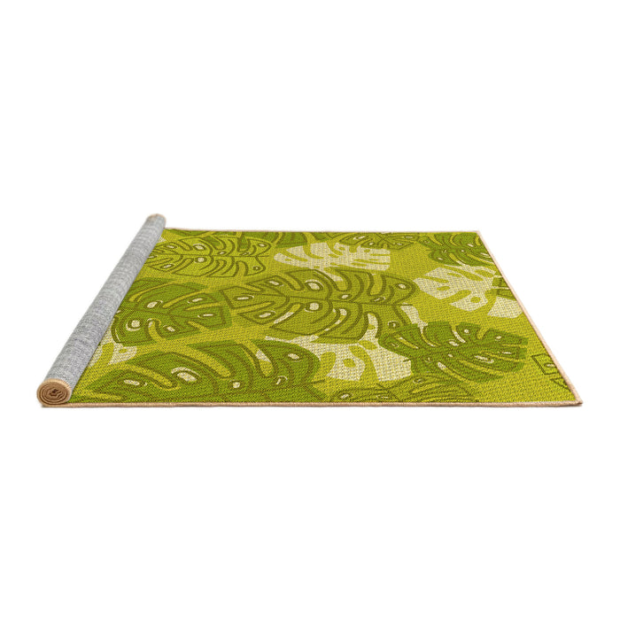 Sideview of Machine Washable Transitional Dark Yellow Green Rug, wshpat1016yw