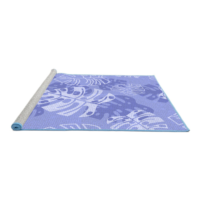 Sideview of Machine Washable Transitional Light Slate Blue Rug, wshpat1017blu