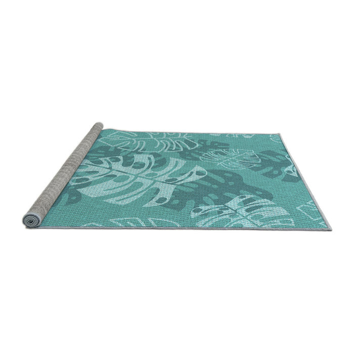 Sideview of Machine Washable Transitional Light Sea Green Rug, wshpat1017lblu