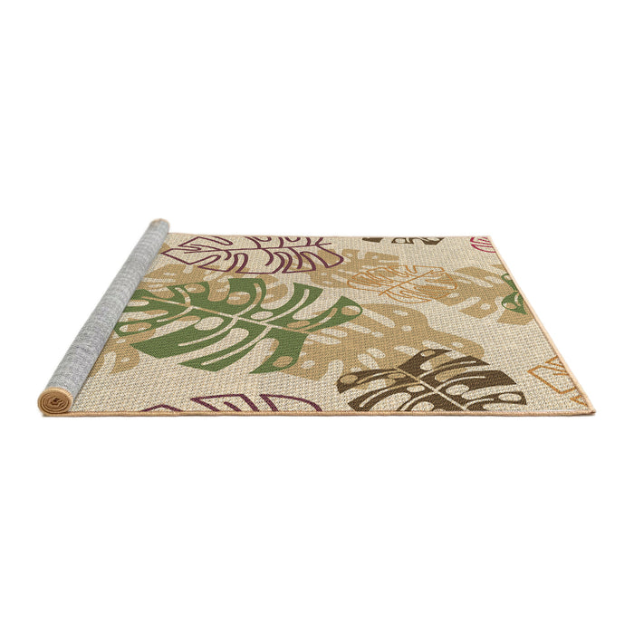 Sideview of Machine Washable Transitional Khaki Gold Rug, wshpat1018brn