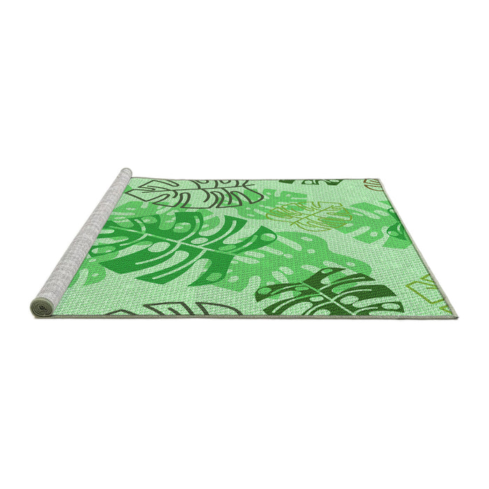 Sideview of Machine Washable Transitional Jade Green Rug, wshpat1018grn