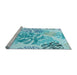 Sideview of Machine Washable Transitional Blue Rug, wshpat1018lblu