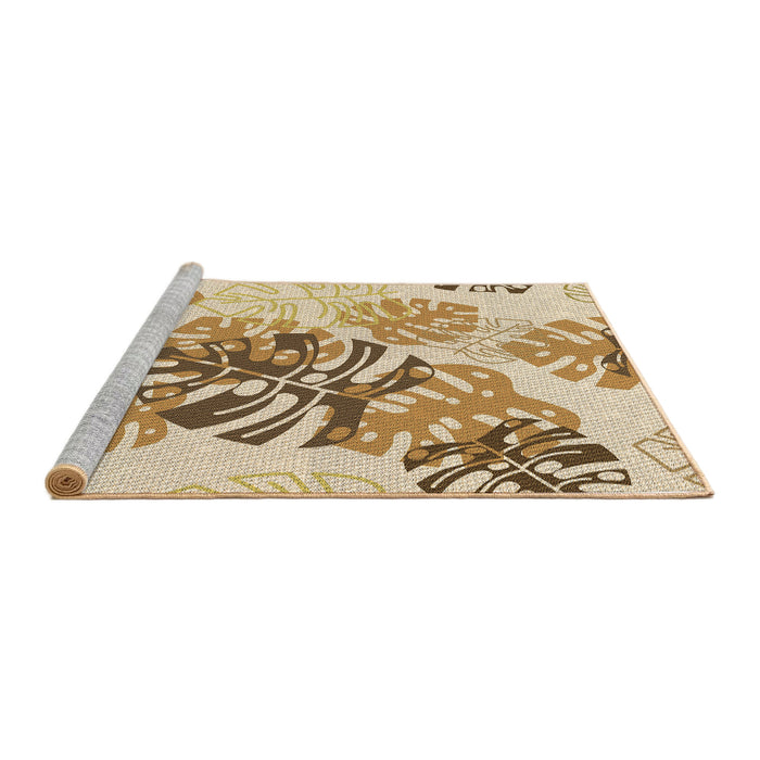 Sideview of Machine Washable Transitional Khaki Gold Rug, wshpat1019brn