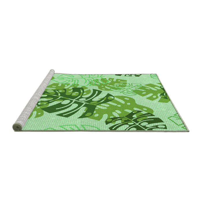 Sideview of Machine Washable Transitional Light Green Rug, wshpat1019grn