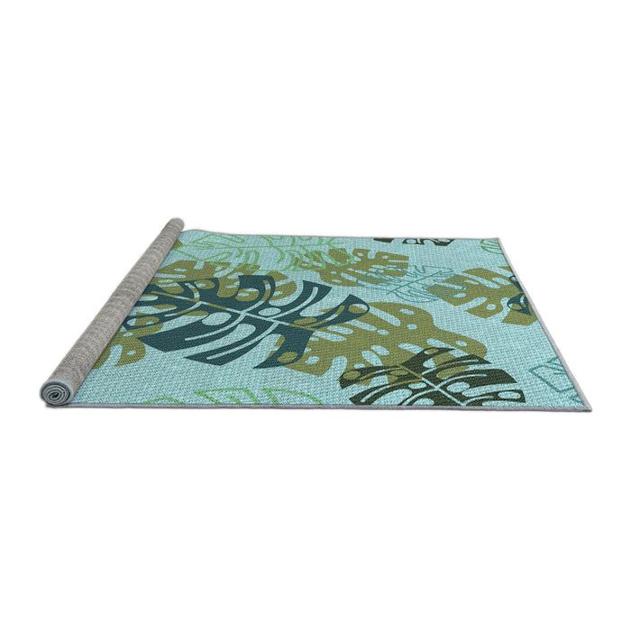 Sideview of Machine Washable Transitional Blue Rug, wshpat1019lblu