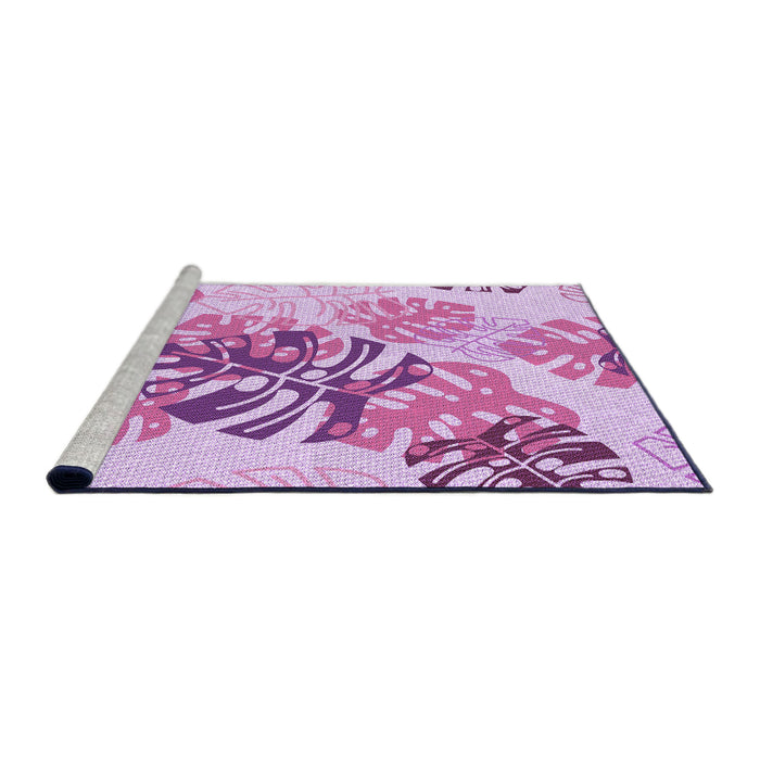 Sideview of Machine Washable Transitional Blossom Pink Rug, wshpat1019pur
