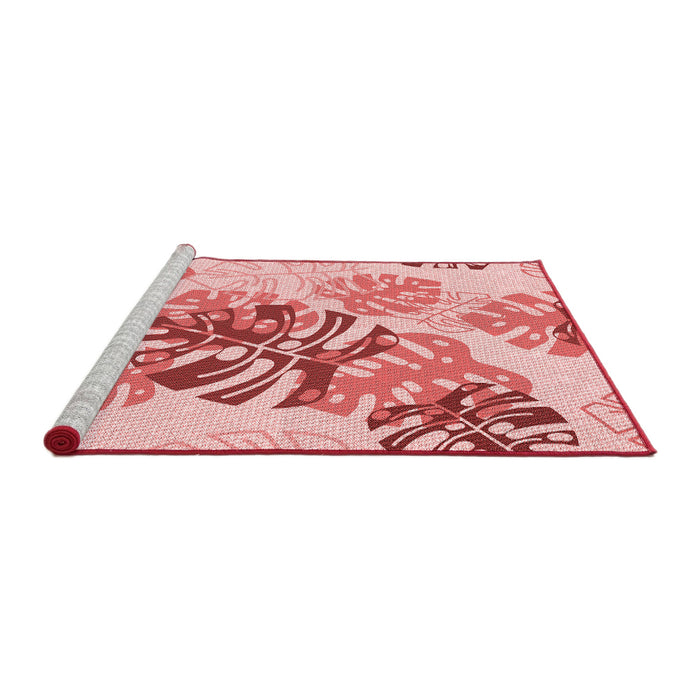 Sideview of Machine Washable Transitional Deep Rose Pink Rug, wshpat1019rd