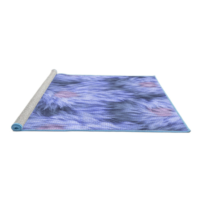 Sideview of Machine Washable Transitional Sky Blue Rug, wshpat102blu