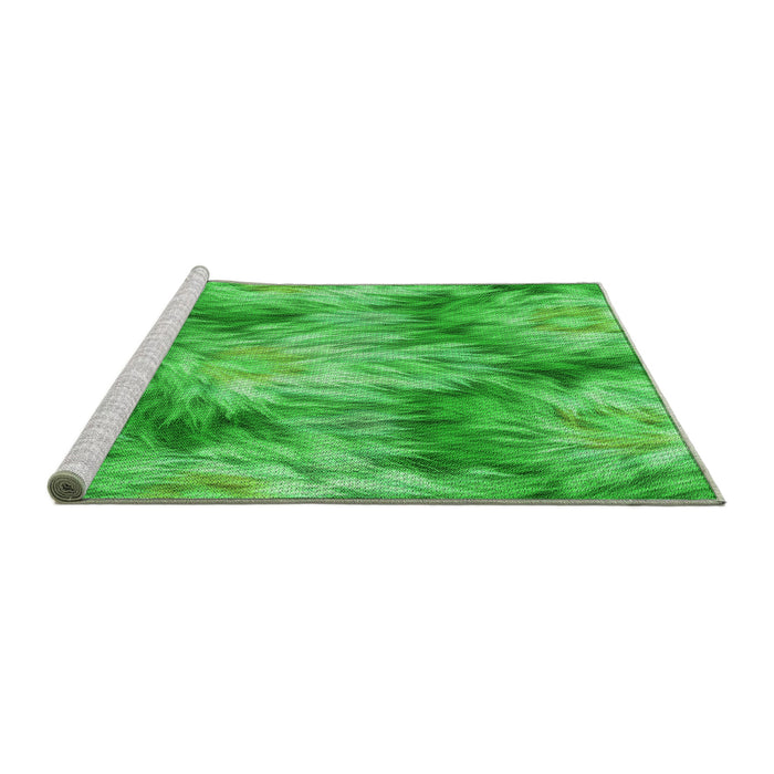 Sideview of Machine Washable Transitional Neon Green Rug, wshpat102grn