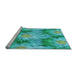 Sideview of Machine Washable Transitional Bright Turquoise Blue Rug, wshpat102lblu