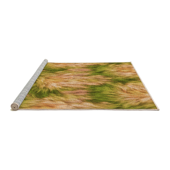 Sideview of Machine Washable Transitional Yellow Rug, wshpat102org