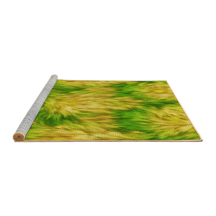 Sideview of Machine Washable Transitional Dark Yellow Green Rug, wshpat102yw