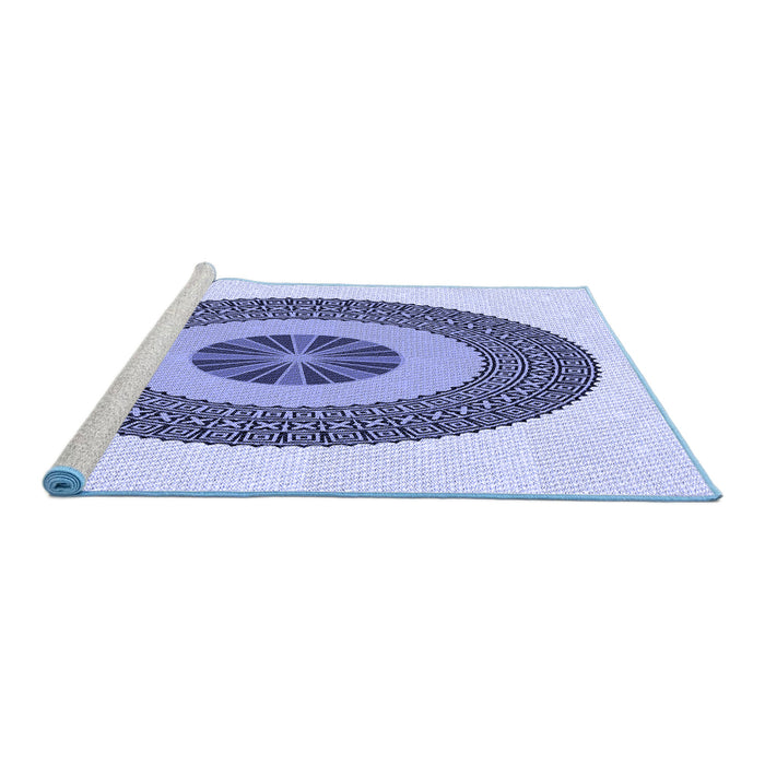Sideview of Machine Washable Transitional Blue Rug, wshpat1020blu