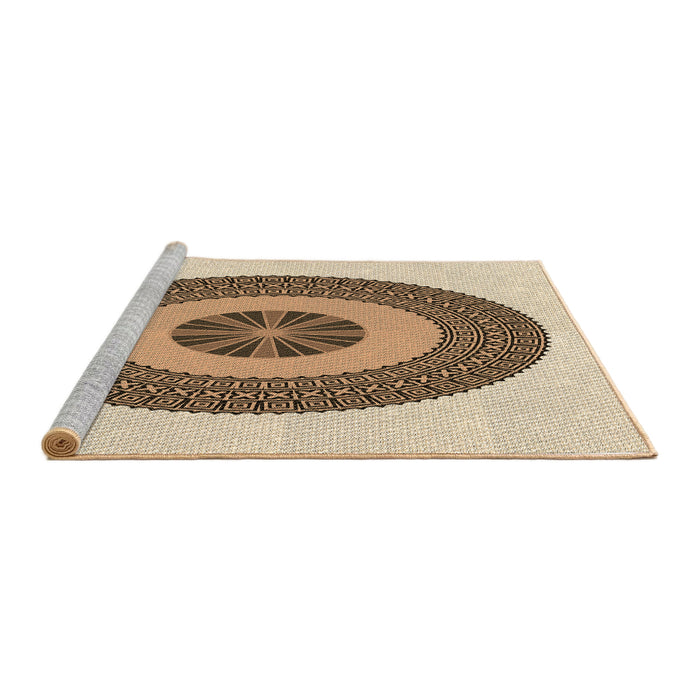 Sideview of Machine Washable Transitional Khaki Gold Rug, wshpat1020brn