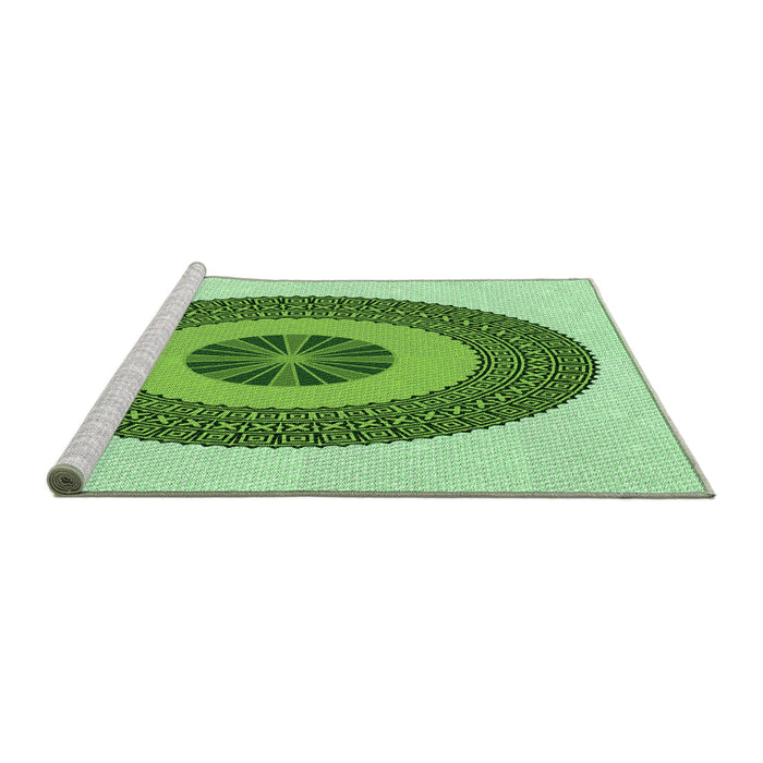 Sideview of Machine Washable Transitional Green Rug, wshpat1020grn