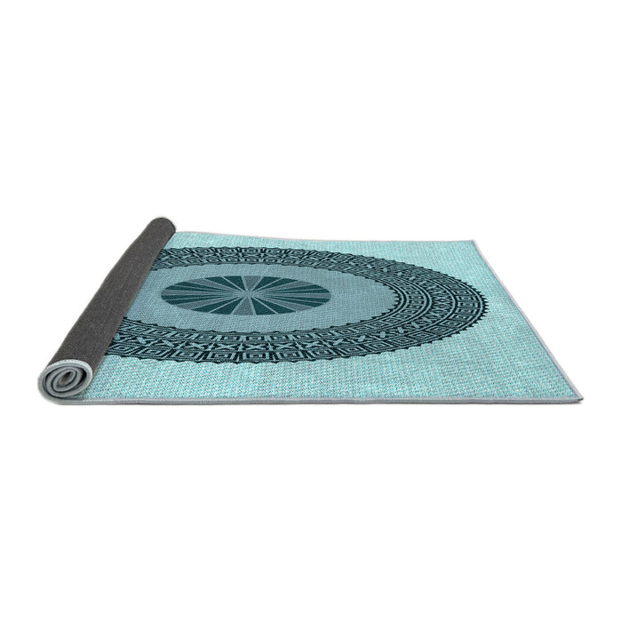 Thickness of Patterned Deep-Sea Green Rug, pat1020lblu