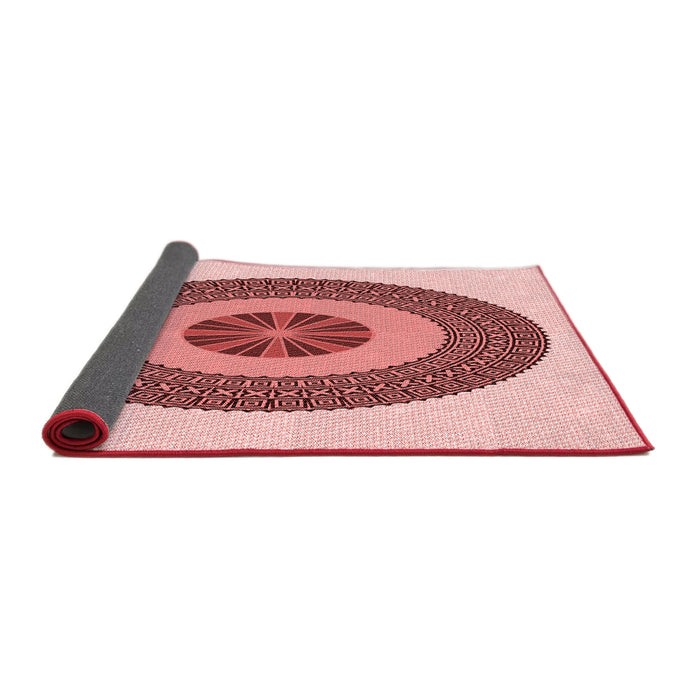 Thickness of Patterned Deep Rose Pink Rug, pat1020rd