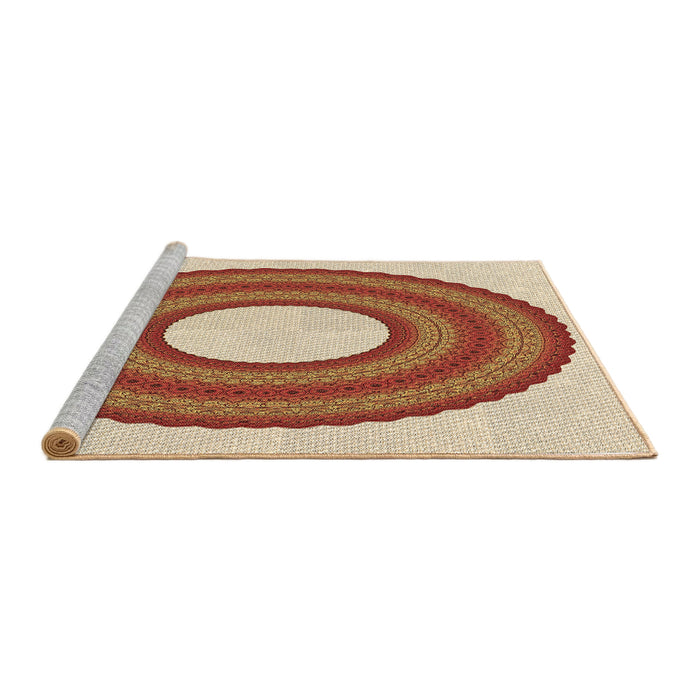 Sideview of Machine Washable Transitional Red Rug, wshpat1021brn