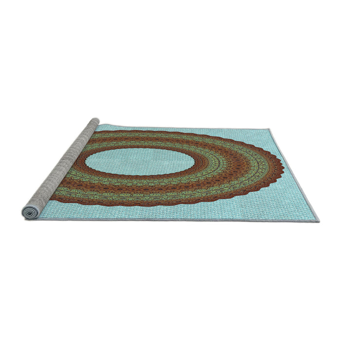 Sideview of Machine Washable Transitional Blue Rug, wshpat1021lblu