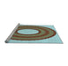 Sideview of Machine Washable Transitional Blue Rug, wshpat1021lblu