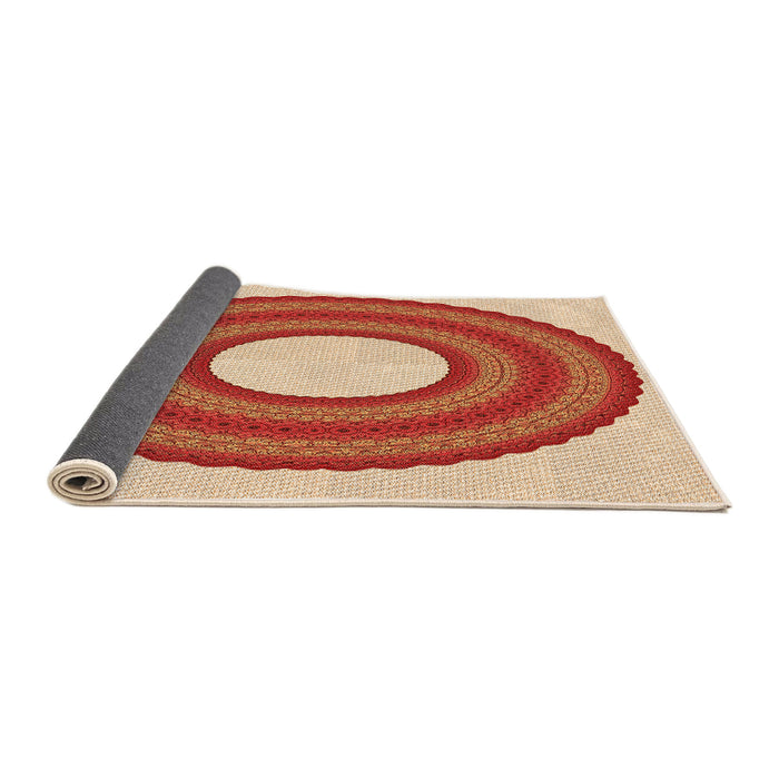Thickness of Patterned Neon Red Rug, pat1021org
