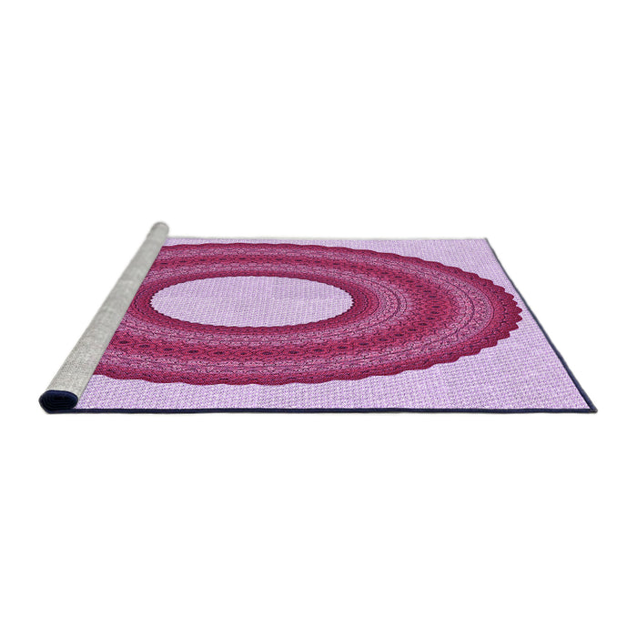 Sideview of Machine Washable Transitional Pink Rug, wshpat1021pur