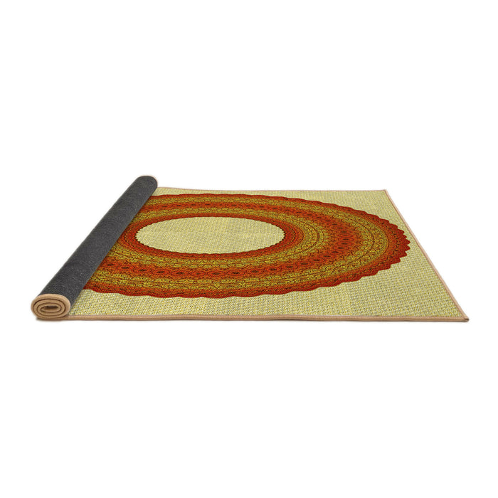 Thickness of Patterned Orange Red Orange Rug, pat1021yw