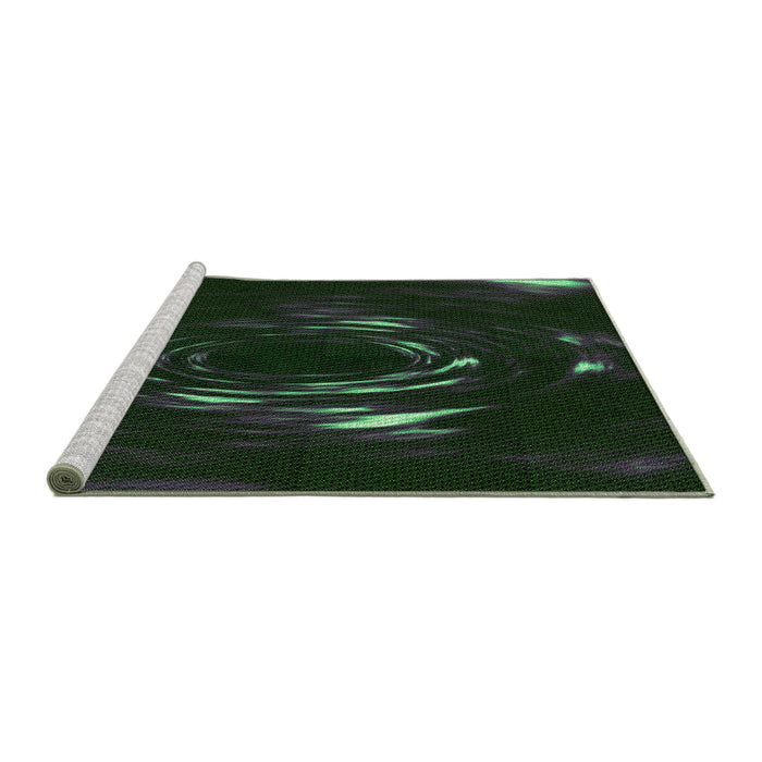 Sideview of Machine Washable Transitional Medium Forest Green Rug, wshpat1022grn