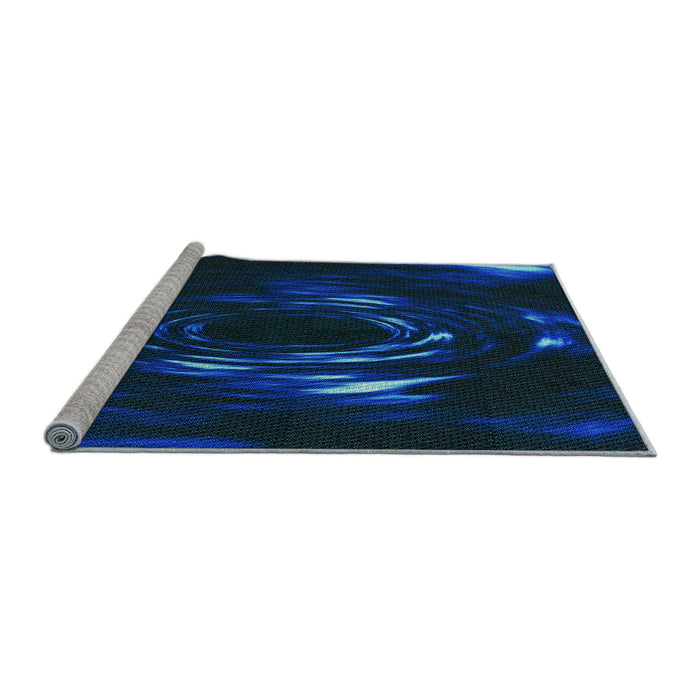 Sideview of Machine Washable Transitional Blue Rug, wshpat1022lblu