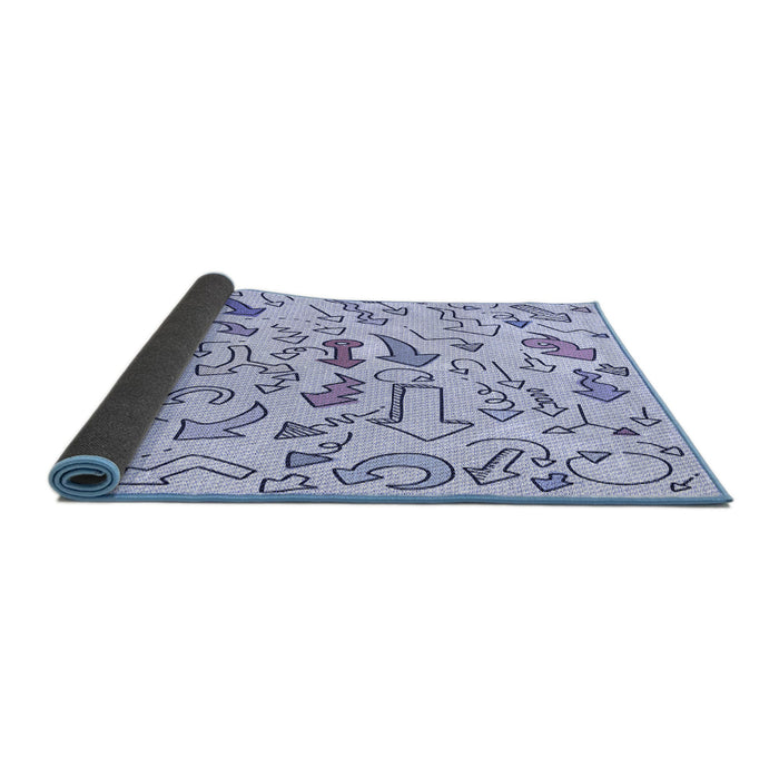 Thickness of Patterned Lavender Blue Rug, pat1023blu