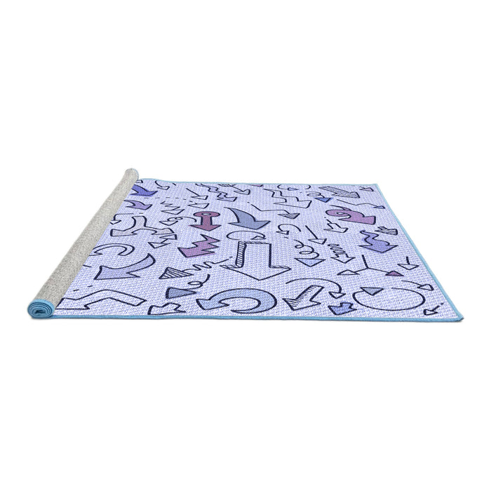 Sideview of Machine Washable Transitional Lavender Blue Rug, wshpat1023blu
