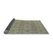 Thickness of Patterned Dark Gold Brown Rug, pat1025lblu