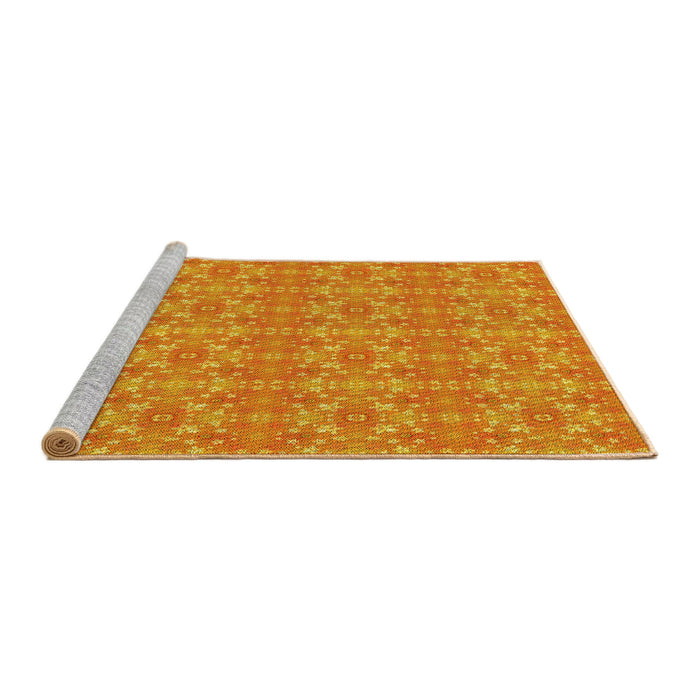 Sideview of Machine Washable Transitional Orange Red Orange Rug, wshpat1025yw