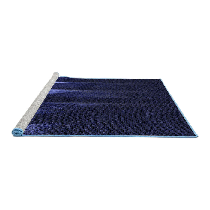 Sideview of Machine Washable Transitional Night Blue Rug, wshpat1026blu