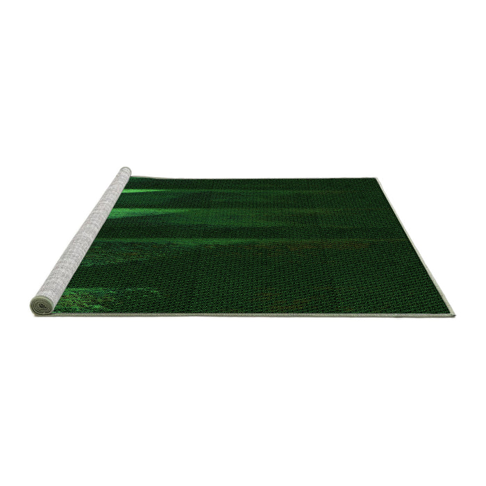 Sideview of Machine Washable Transitional Green Rug, wshpat1026grn