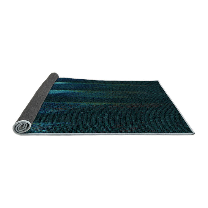 Thickness of Patterned Teal Green Rug, pat1026lblu
