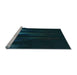 Sideview of Machine Washable Transitional Teal Green Rug, wshpat1026lblu