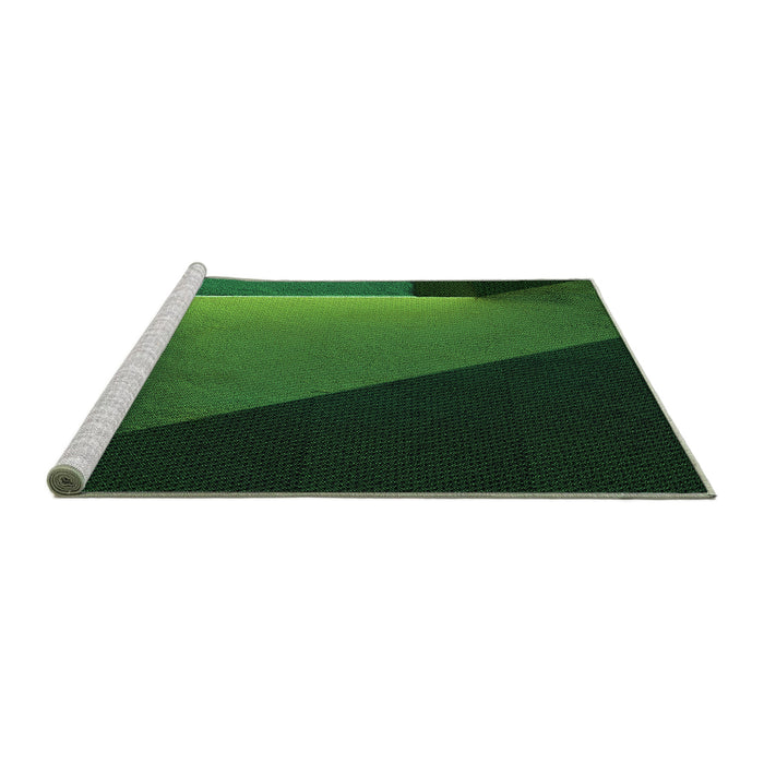 Sideview of Machine Washable Transitional Dark Forest Green Rug, wshpat1027grn