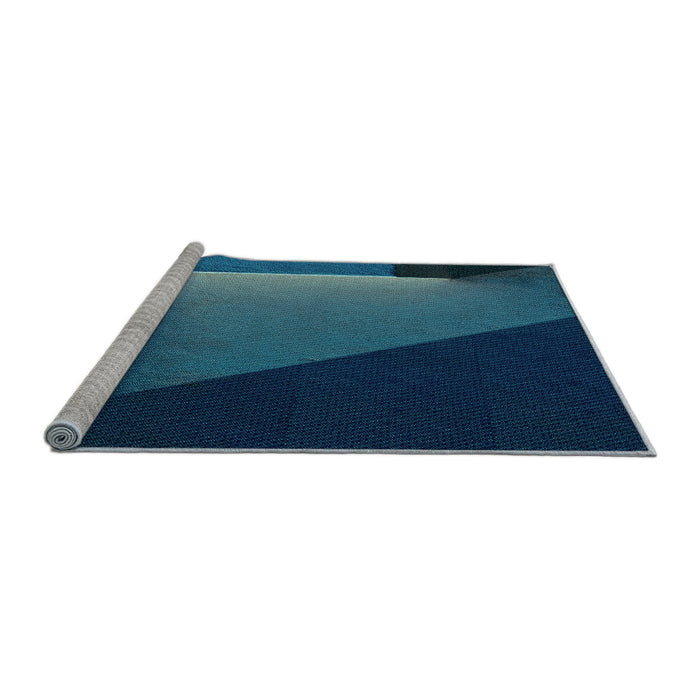 Sideview of Machine Washable Transitional Blue Ivy Blue Rug, wshpat1027lblu